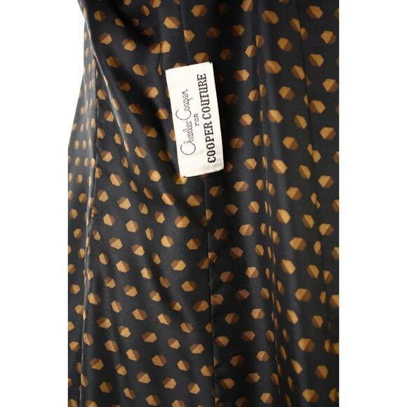 Vintage 60s Charles Cooper Couture Dress w Jacket Black Brown Silk Sm - Hey Viv - Picture 6 of 8
